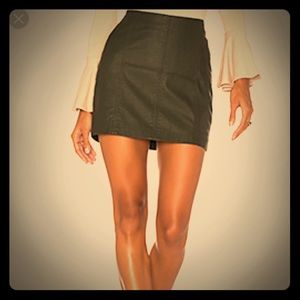 *NWT* Free People Vegan Leather Olive Skirt